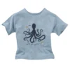 People Wear Organic T-Shirt Oktopus Blaugrau Kurzarm Bio-Baumwolle