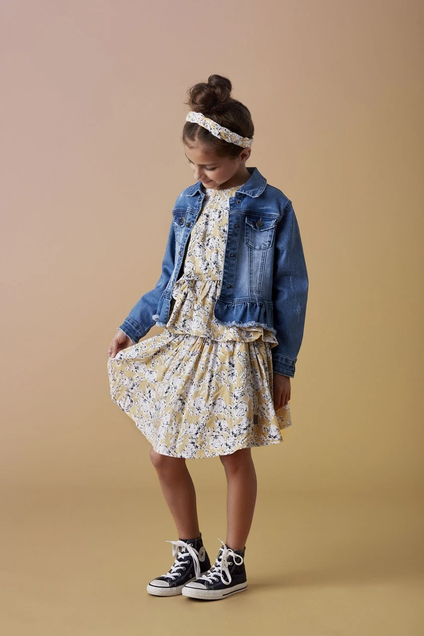 Creamie Mädchenkleid Strohgelb/weiß Flowers 2 Creamie Mädchenkleid Strohgelb/weiß Flowers – Bild 2