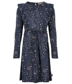 Creamie Mädchen Rüschenkleid Dunkelblau Dots