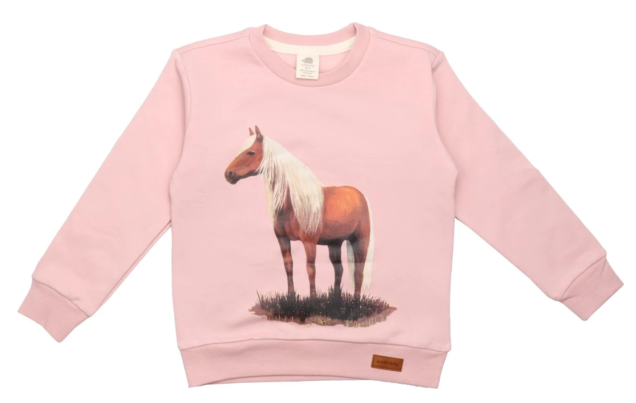 Walkiddy Horse Sweatshirt Pferd Rosa Biobaumwolle