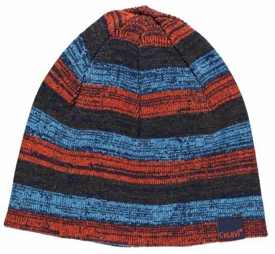 Celavi Wintermütze Kinder Strickmütze Blau/türkis/orange Melliert Ringel 1 Celavi Wintermütze Kinder Strickmütze Blau/türkis/orange Melliert Ringel
