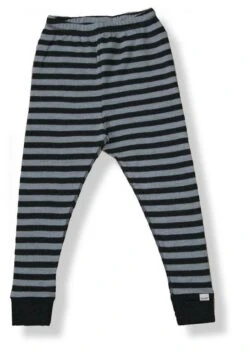 Celavi Legins Lange Unterhose Schwarz-grau Geringelt Merinowolle