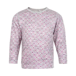 Celavi Mädchen Langarmshirt Grau/violett Wolle Mit Viskose Aus Bambus