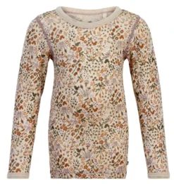 Celavi Mädchen Wollshirt Herbstblumen Langarmshirt