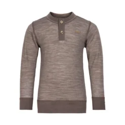 Celavi Wollshirt Langarmshirt Wollpulli Braun Melliert