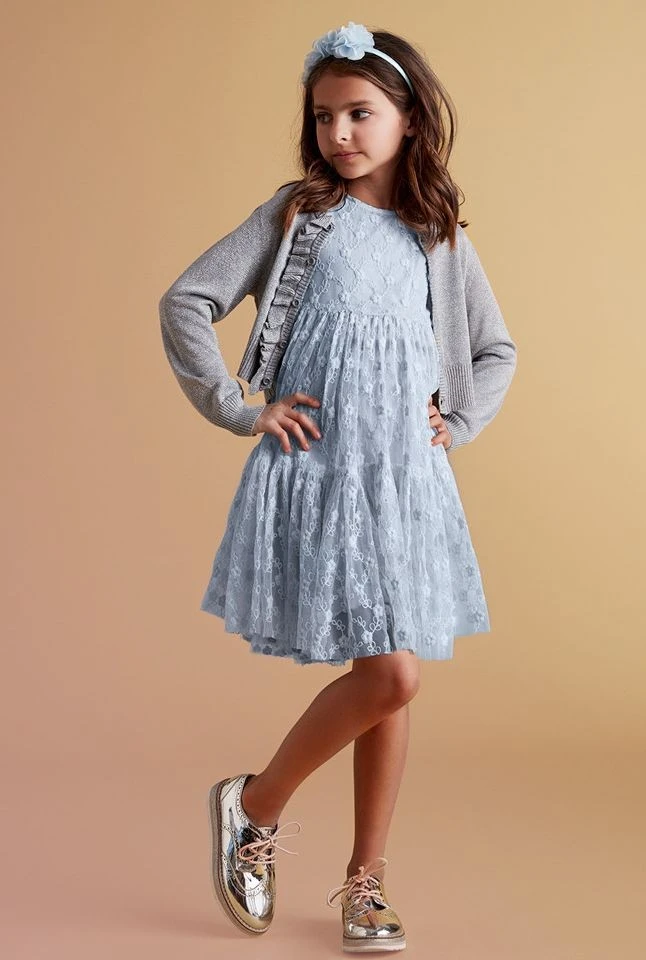 Creamie Mädchenkleid Hellblau Tüllstickerei Festlich 2 Creamie Mädchenkleid Hellblau Tüllstickerei Festlich – Bild 2