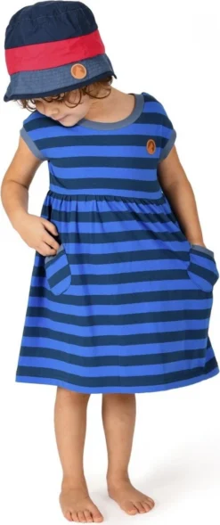 Finkid LILLI Mädchen Jerseykleid Blockstreifen -Kinderbekleidungs Geschäft finkid kleid lilli blau 1280x1280