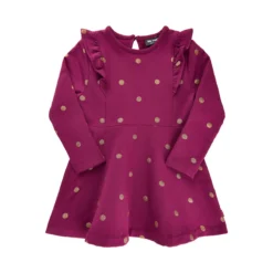 MeToo Mädchen Kleid Purple Mit Schimmernden Goldpunkten