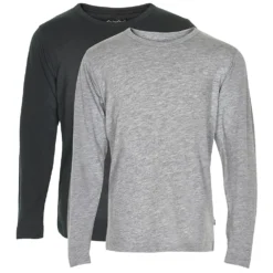 Minymo Langarmshirts 2er Pack Hellgrau/anthrazit BASIC
