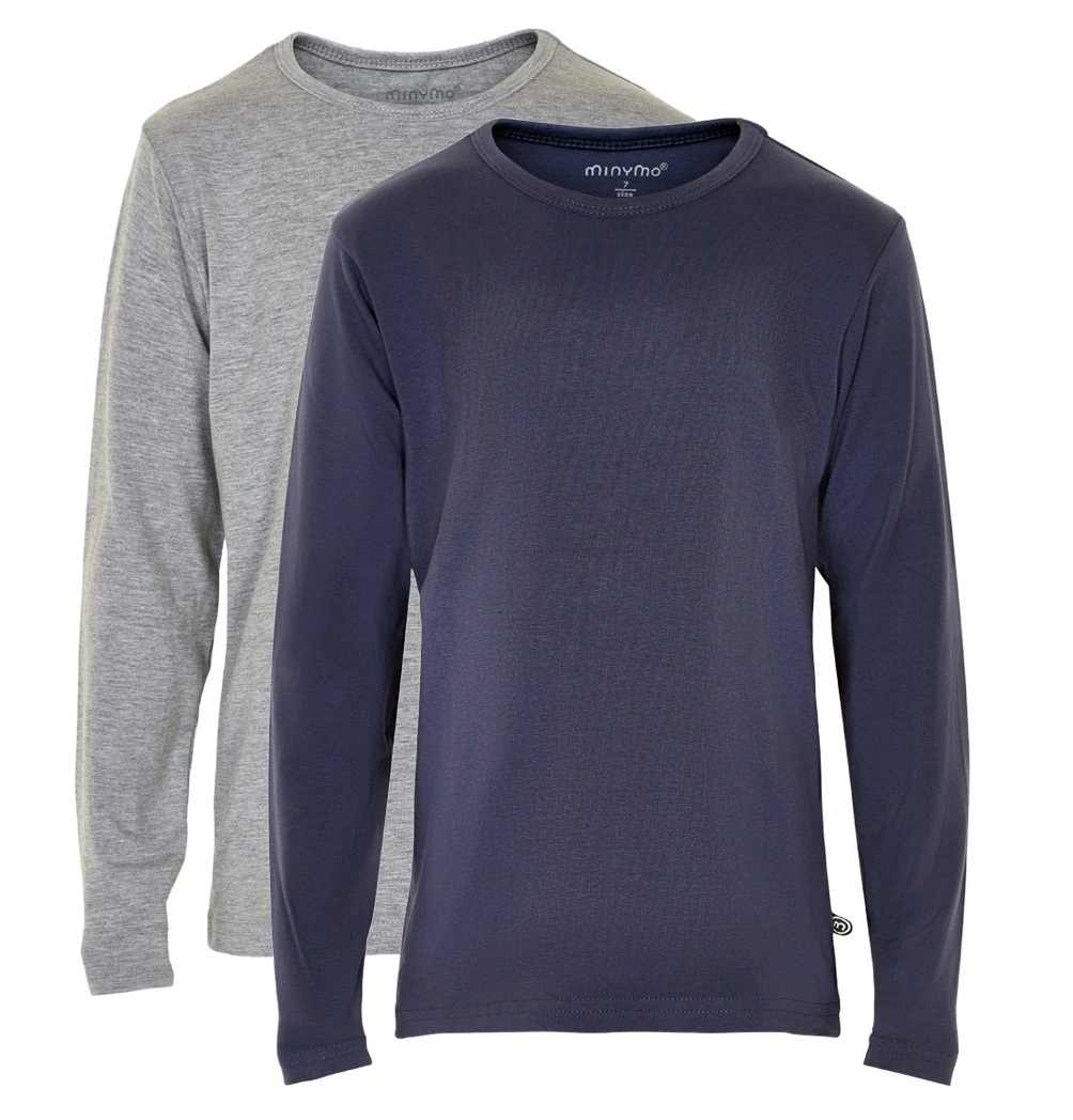 Minymo 2er Pack Langarmshirts Navy/hellgrau BASIC 1 Minymo 2er Pack Langarmshirts Navy/hellgrau BASIC