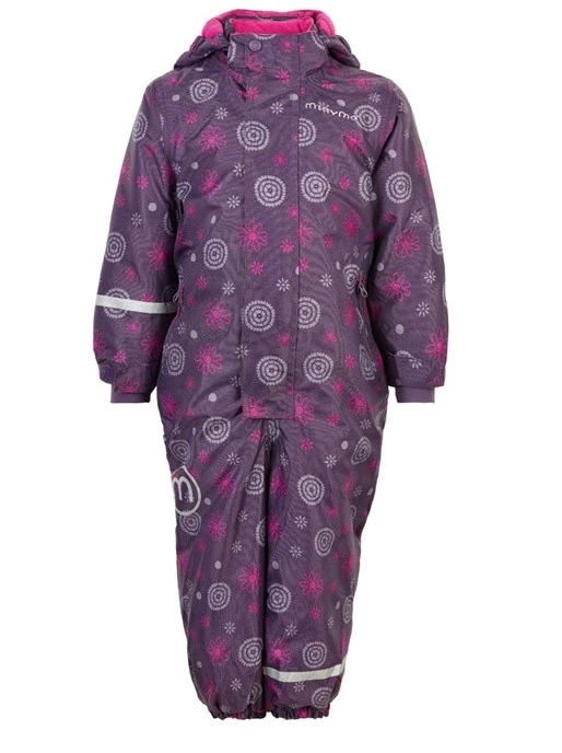 Minymo Mädchen Skianzug Lila Blumen Loganberry 1 Minymo Mädchen Skianzug Lila Blumen Loganberry