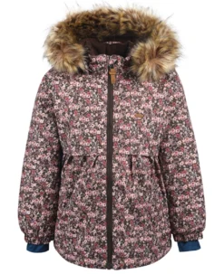 Minymo Mädchen Winterjacke Blümchen Wasserdicht