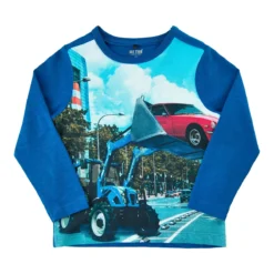 Metoo Kinder Traktor Langarmshirt Royalblau