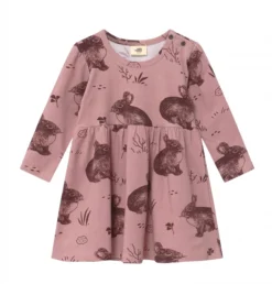 Walkiddy Kleid Cute Rabbits Smoky Rosa Biobaumwolle