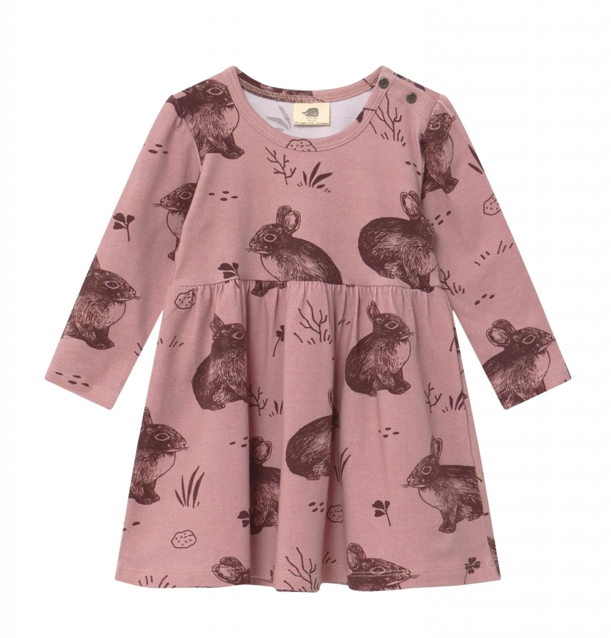 Walkiddy Kleid Cute Rabbits Smoky Rosa Biobaumwolle 1 Walkiddy Kleid Cute Rabbits Smoky Rosa Biobaumwolle