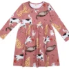 Walkiddy Kleid Playful Cats Katzen Darkrose Biobaumwolle