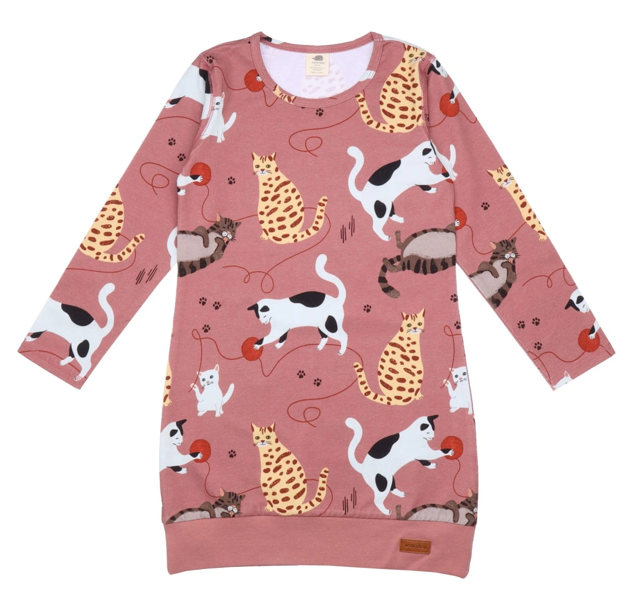 Walkiddy Sportdress Kleid Katze Playful Cat Long Sweati