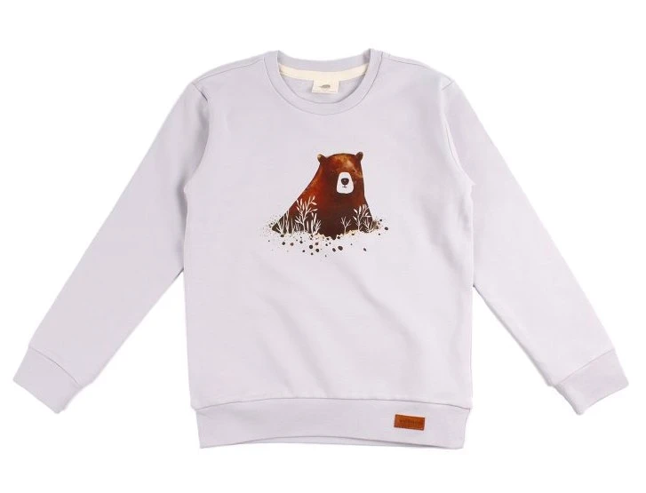 Walkiddy Sweatshirt Smoky Flieder Grizzly Bär Biobaumwolle