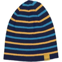 Celavi Wintermütze Kinder Strickmütze Dunkel Blau Gestreift