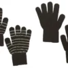 Celavi Wollhandschuhe Schwarz/grau Geringelt Doppelpack 2 Paar Fingerhandschuhe